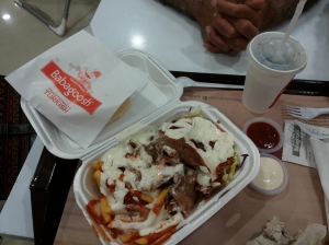 Pita in the back. Doner Platter During My SECOND visit. Smothered in the two sauces!