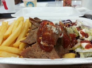My FIRST visit to Babagoosh during my trip in 2015. Doner Platter with a light drizzle of the sauces on top